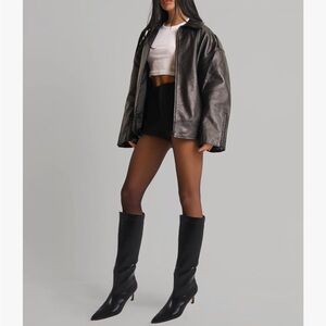 Mango Elegant Black Knee-High Women's Boots